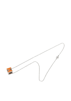 Hermès Pre-Owned 2000-2010 Palladium Plated Lacquered Cage D H Pendant Necklace costume necklace - Orange