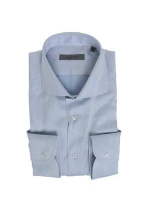 Corneliani herringbone-pattern French-collar shirt - Blue