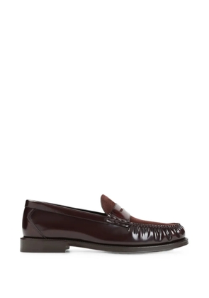 Brunello Cucinelli polished calfskin and suede loafers - Red
