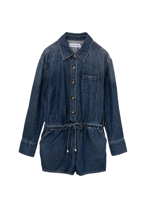 Self-Portrait drawstring-waist button-front playsuit - Blue