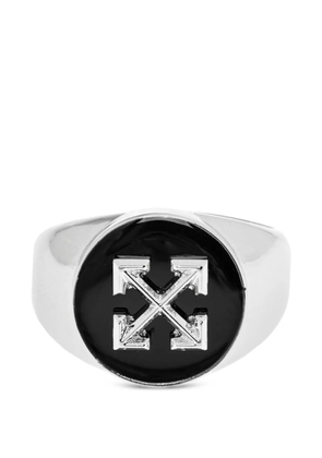 Off-White Arrows enamel signet ring - Silver