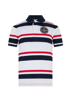 Paul & Shark striped logo-patch polo shirt - White