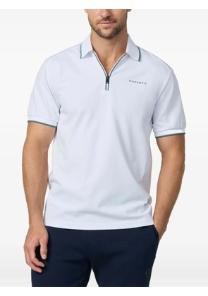 Hackett London zip-placket pique polo shirt - White