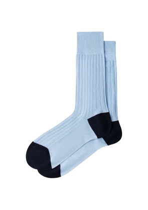 Hackett London ribbed-knit contrast-panel socks - Blue