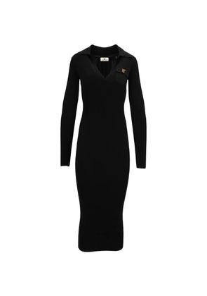 Elisabetta Franchi knit dress with openwork embroideries - Black