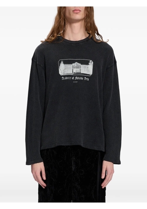 Ann Demeulemeester graphic-print waffle-knit T-shirt - Black
