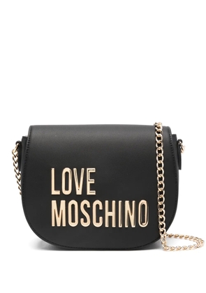 Love Moschino logo-lettering faux-leather crossbody bag - Black