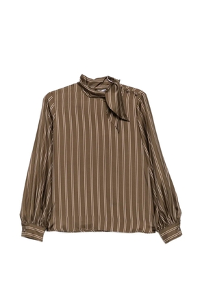 Max Mara Bingo striped pussy-bow blouse - Brown