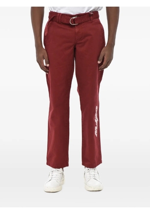 Off-White belted logo-print trousers - Red