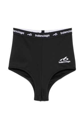 Balenciaga logo-print high-waisted shorts - Black
