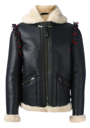 Lanvin shearling-style leather jacket - Blue