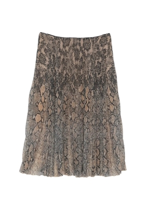 ERMANNO FIRENZE snake-print pleated midi skirt - Neutrals
