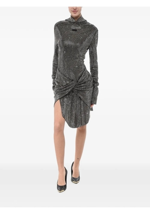 Off-White rhinestone-embellished Twist mini dress - Silver