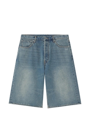 Off-White Diagonals-print denim shorts - Blue