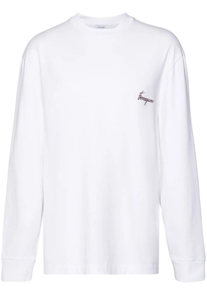 Ferragamo botanical-print long-sleeved T-shirt - White