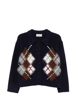 ERMANNO FIRENZE argyle-knit collared cardigan - Blue