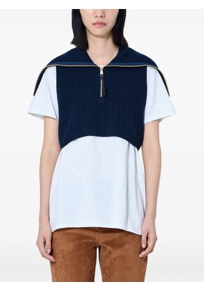 Moncler wool & cashmere zip-up cape - Blue