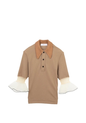 Toga ruffle-cuff polo top - Brown