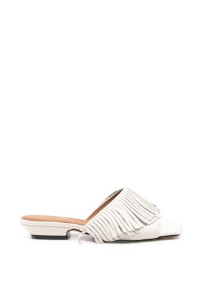 SERGIO MORETTI FIRENZE fringed square-toe sandals - White
