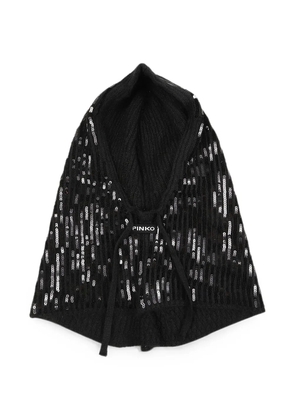 PINKO sequin-embellished ribbed balaclava - Black