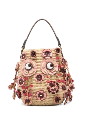 Anya Hindmarch floral-embellished tote bag - Neutrals