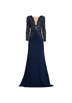 Tadashi Shoji Corwin lace-panelled belted maxi dress - Blue