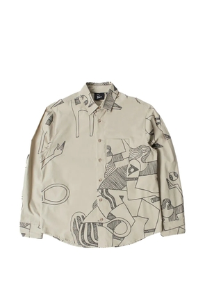 BY PARRA pen-drawing button-up shirt - Neutrals