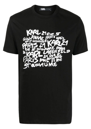 Karl Lagerfeld logo address print T-shirt - Black