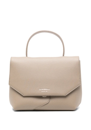 Emporio Armani grained-leather tote bag - Neutrals