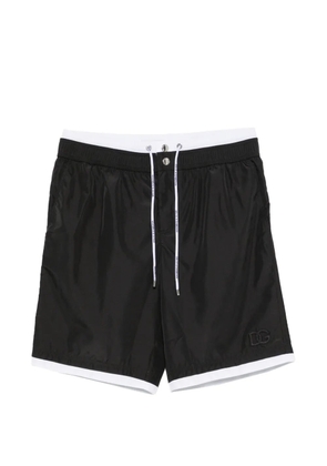 Dolce & Gabbana logo-patch drawstring swim shorts - Black
