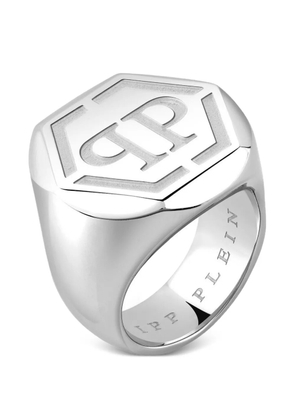 Philipp Plein Plein Edge hexagonal signet ring - Silver