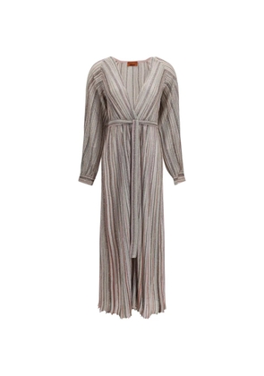 Missoni long ribbed cardigan with belt and sequins - Pink