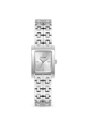 GUESS USA silver-tone rectangle 23mm watch