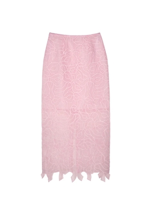 Cecilie Bahnsen Gus bow-embroidered pencil midi skirt - Pink