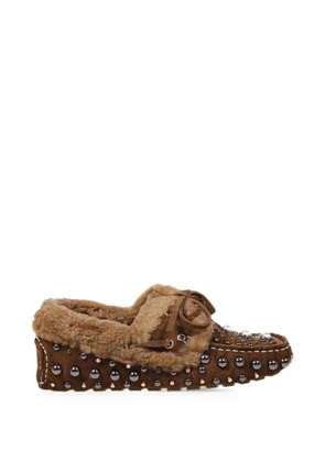 strategia shoes studded shearling-lined loafers - Brown