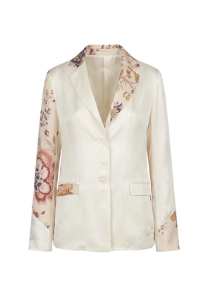 Avant Toi floral-print silk-blend blazer - Neutrals