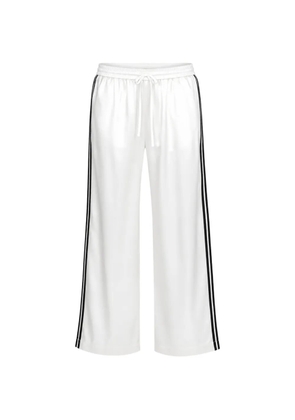 Sprwmn Athletic side-stripe wide-leg silk track pants - White