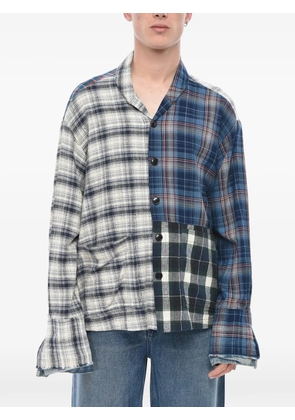Greg Lauren patchwork shawl-collar shirt - Blue