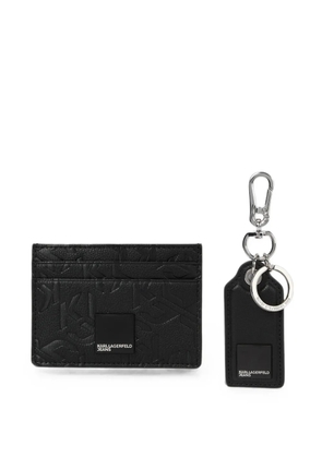 Karl Lagerfeld Jeans box logo card holder & keychain gift set - Black