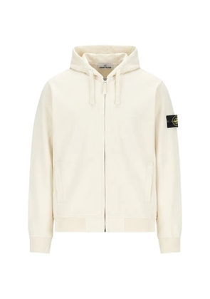 Stone Island Compass-patch zip-up hoodie - White