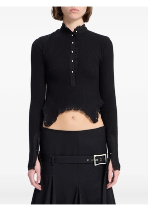 Ann Demeulemeester Nacine Serafino lace-trim cropped top - Black