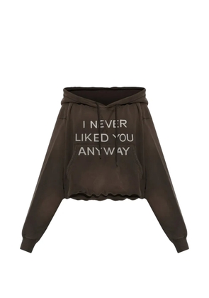 R13 slogan-print cropped hoodie - Green