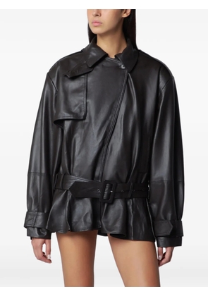ROTATE BIRGER CHRISTENSEN biker leather jacket dark brown