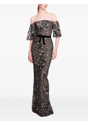 Marchesa Notte Climbing Vine gown - Black