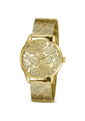 GUESS USA gold-tone floral 36mm watch