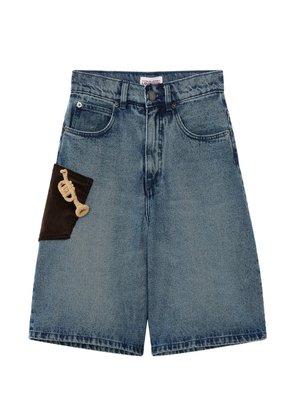 Charles Jeffrey Loverboy trumpet-patch corduroy-pocket shorts - Blue