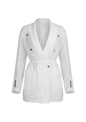 Masnada double-breasted belted coat - White