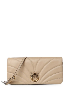 PINKO quilted Love Birds clutch bag - Neutrals
