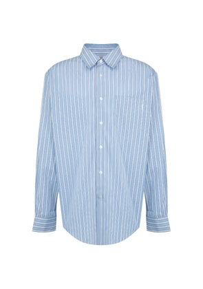 Saint Laurent Cassandre shirt in striped cotton poplin - Blue