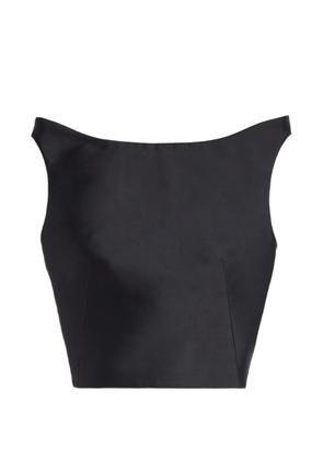 Jil Sander structured-shoulder silk-blend top - Black